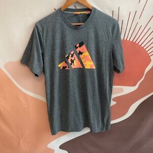 Adidas Men Charcoal Camo Logo Graphic Tee t Shirt Size Medium Athletic Fit